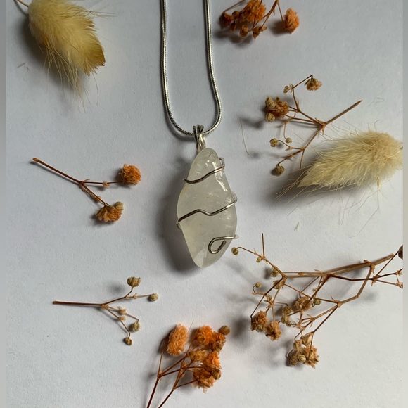 Clear Quartz Sterling Silver Spiral Necklace - Picture 1 of 3